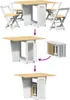 A sequence of images showing a folding dining table and chairs being stored. Produktbild-Vorschau