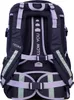 The back of a navy blue and lavender backpack. Produktbild-Vorschau
