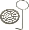 A drain grate and a tool for removing it, shown on a white background. Produktbild-Vorschau