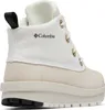 A close-up, rear-facing view of a white and cream Columbia boot against a white background. Podgląd zdjęcia produktu