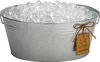 A metal tub filled with ice, with a tag attached. Voir les images du produit