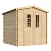 A wooden garden shed with double doors and two windows. Anteprima dell’immagine prodotto