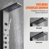 A shower panel system with water flowing from the overhead shower, and inset images showing different shower modes. Anteprima dell’immagine prodotto