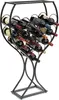 A black metal wine rack filled with wine bottles, standing on a white background. Produktbild-Vorschau