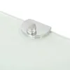 A close-up view of a glass shelf with a chrome bracket and screw. Voir les images du produit