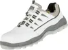 A single white and gray safety shoe is shown against a white background. Produktbild-Vorschau