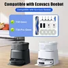 A marketing image showing a set of replacement parts for a robot vacuum cleaner, with two robot vacuum docking stations in the foreground. Produktbild-Vorschau