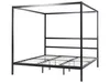 A black metal canopy bed frame with a slatted base, shown against a white background. Náhled obrázku produktu