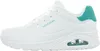 A side view of a white Skechers Uno sneaker with teal accents. Anteprima dell’immagine prodotto