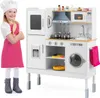 COSTWAY Kinderküche Holz, Spielküche mit Tafel, Mikrowell, Produktbild-Vorschau 1