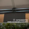 Close-up view of the integrated dual-rail system of a gazebo, showing mounting hardware and wooden beams. Produktbild-Vorschau