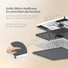 A close-up marketing image showing the layers of a shower head and a hand touching it, with German text describing its features. Náhled obrázku produktu