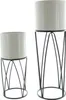 2x Übertopf Retro Metallgestell schwarz creme – Pflanzgefäß Produktbild-Vorschau 1