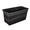 A black rectangular plastic storage box with gray wavy stripes on a white background. Produktbild-Vorschau