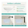 A diagram showing the dimensions and installation options for a ceramic washbasin. Produktbild-Vorschau