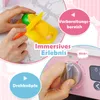 A collage of images showing a child's toy kitchen set, with hands interacting with the toy. Anteprima dell’immagine prodotto
