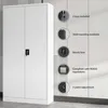 A white metal cabinet with several circular insets highlighting its features. Podgląd zdjęcia produktu