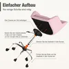 Diagram showing the assembly steps for a pink office chair. Produktbild-Vorschau