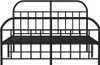 A black metal bed frame shown from the front. Náhled obrázku produktu