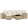 Design 7-tlg. Garten-Sofagarnitur mit Kissen Beige Poly Produktbild-Vorschau 2