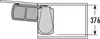 A top-down view of a built-in trash can mechanism with two 8-liter bins, shown within a cabinet outline. A dimension line indicates a height of 376. Produktbild-Vorschau