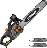 A product shot of an electric chainsaw on a white background. Produktbild-Vorschau
