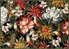 A vibrant, detailed illustration of birds perched among a variety of colorful flowers against a dark background. Produktbild-Vorschau