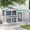 vidaXL Conigliera grande grigio e bianco 145x45x84 cm legno Anteprima dell’immagine prodotto 1