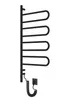 A black electric towel warmer with four rotating arms is shown against a white background. Náhľad obrázku produktu