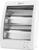 A white quartz infrared stand heater with a metal grille and heating elements visible. Náhľad obrázku produktu