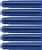 Six blue ink cartridges are neatly arranged in a vertical stack against a white background. Podgląd zdjęcia produktu