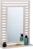 Relaxdays Badspiegel, Wandspiegel mit Ablage, Walnuss Produktbild-Vorschau 1