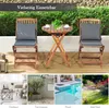 A collage showing a wooden bistro set on a deck, and then examples of its use indoors, on a patio, by a pool, and in a garden. Náhľad obrázku produktu