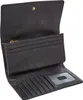 An open black leather wallet is displayed against a white background. Produktbild-Vorschau