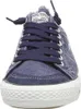 A close-up, front-facing view of a blue canvas sneaker. Voir les images du produit