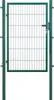 A green metal garden gate with a latch and lock mechanism, shown against a white background. Produktbild-Vorschau
