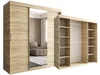 3-Türiger Spiegelschrank 180cm Hellbraun Kleiderschrank mit Produktbild-Vorschau 1