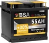 A black car battery with yellow and white branding. Produktbild-Vorschau