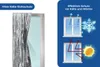 A split image showing a silver thermal curtain on a window on the left, and diagrams illustrating protection from cold and heat on the right. Náhled obrázku produktu