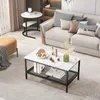 INONEFT 2er-Set Couchtische, Beistelltische, Marmoroptik, Produktbild-Vorschau 3