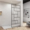 A modern bathroom with a walk-in shower enclosure against a white brick wall. Produktbild-Vorschau