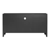 The back view of a black TV stand with three doors and a cable management hole in the center. Voir les images du produit