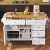 A kitchen island cart filled with various kitchen items, including appliances, food, and cookware, in a modern kitchen setting. Anteprima dell’immagine prodotto