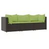 vidaXL 3-tlg. Garten-Lounge-Set mit Kissen Braun Poly Produktbild-Vorschau 1
