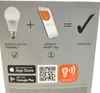 Diagram showing how a smart bulb, a smartphone app, and Wi-Fi technology combine to create a smart home. Produktbild-Vorschau