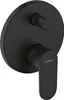 A black shower faucet system mounted on a white background. Produktbild-Vorschau