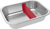 A stainless steel lunchbox with a red divider. Produktbild-Vorschau
