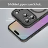 Close-up of a phone case with text overlay highlighting camera protection. Produktbild-Vorschau