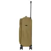 A side view of a khaki-colored carry-on suitcase with an extended handle and wheels. Anteprima dell’immagine prodotto