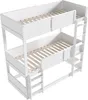 A white bunk bed with wooden slats is shown against a white background. Anteprima dell’immagine prodotto